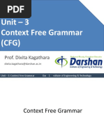 Unit - 4 Pushdown Automata: Unit - 3 Context Free Grammar (CFG)