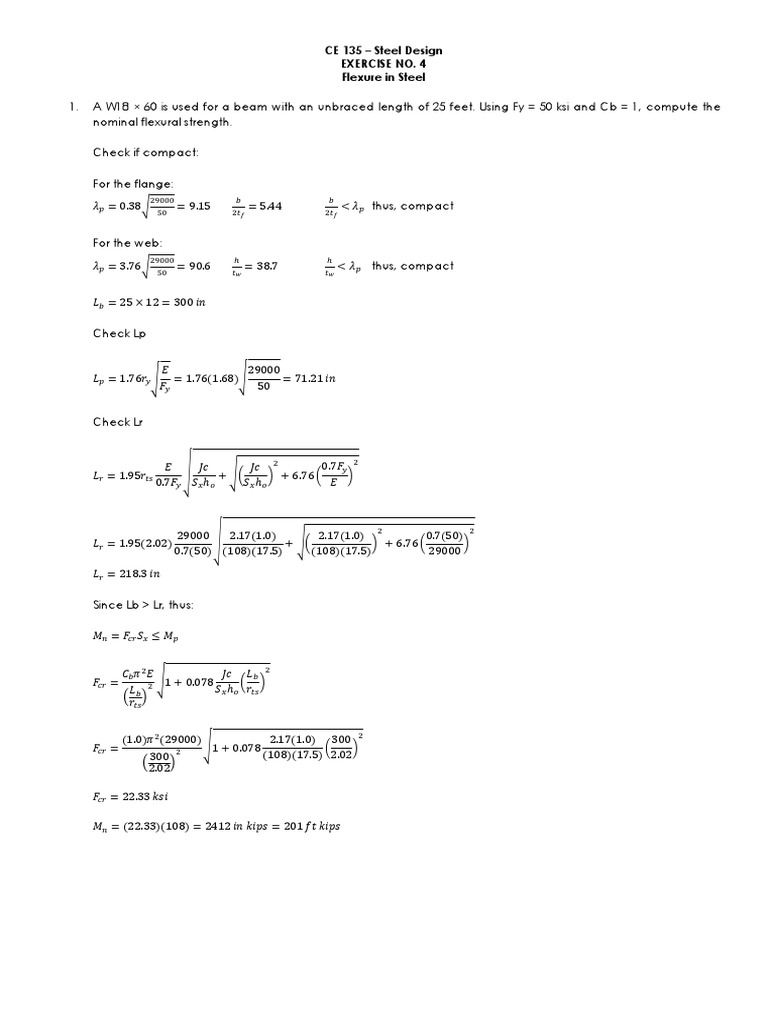Exercise Flexure Answers | PDF | Chemical Product Engineering | Solid ...