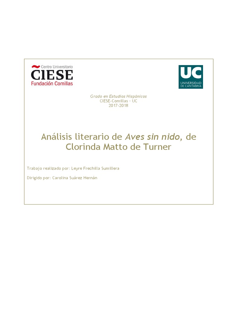 Aves Sin Nido Pdf Realismo Literario Novelas