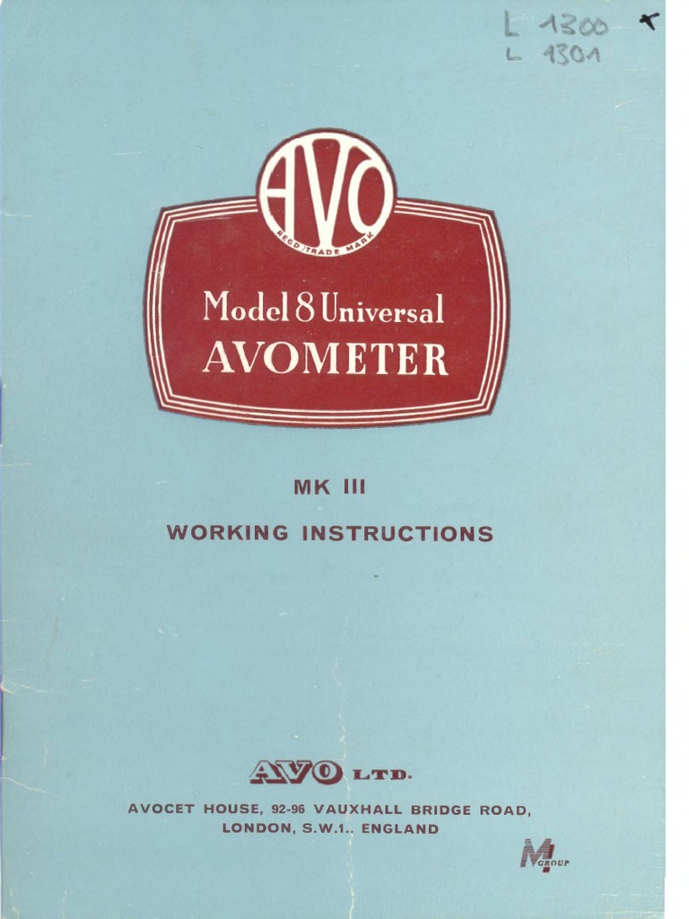 Model 8 Universal Avometer Manual | PDF | Decibel | Electrical ...