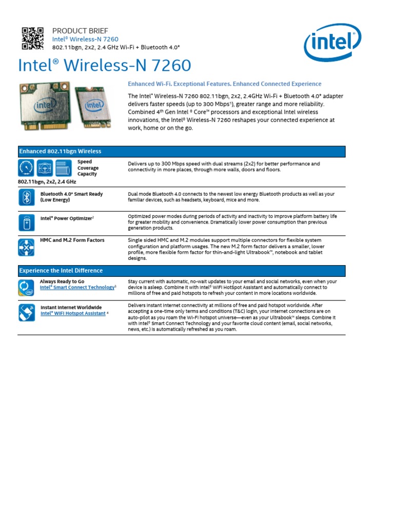 Wireless N 7260 Bluetooth Brief | PDF | Wi Fi | Ieee 802.11