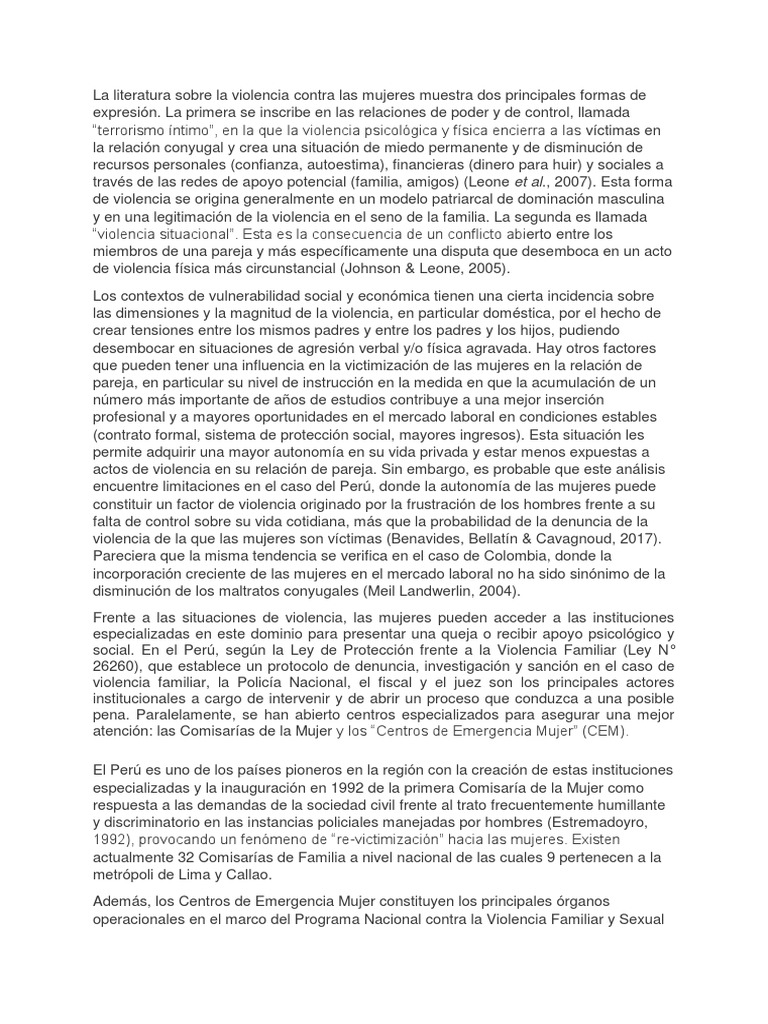 Impacto de la Violencia en Mujeres y Niños | PDF | La violencia contra ...