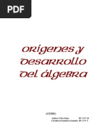 Origen y desarrollo del Álgebra