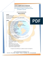 Lista de útiles escolares para grado octavo del Colegio Americano de Ibagué