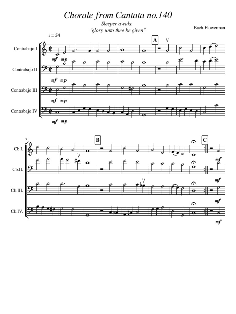 Chorale From Cantata No.140-Partitura y Partes | PDF | Cantatas ...