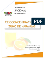 Informe - crioconcentración en zumo de naranja