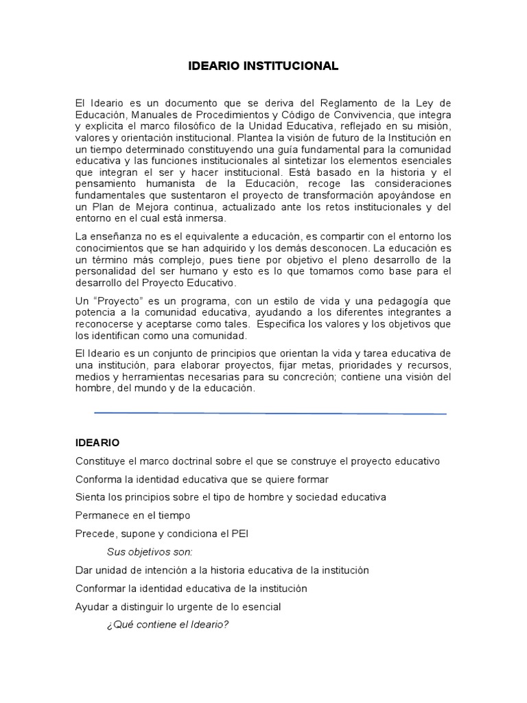 Ideario Institucional | PDF | Ideologías | Institución