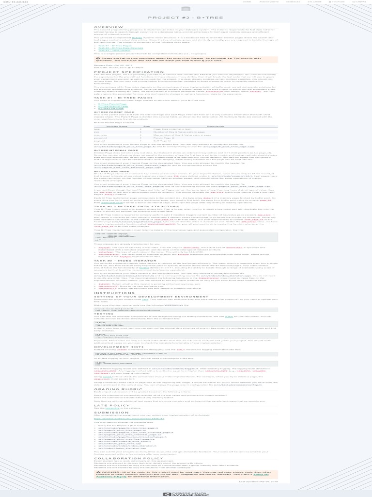 B+ Tree Index Implementation Project | PDF | Database Index | Pointer ...