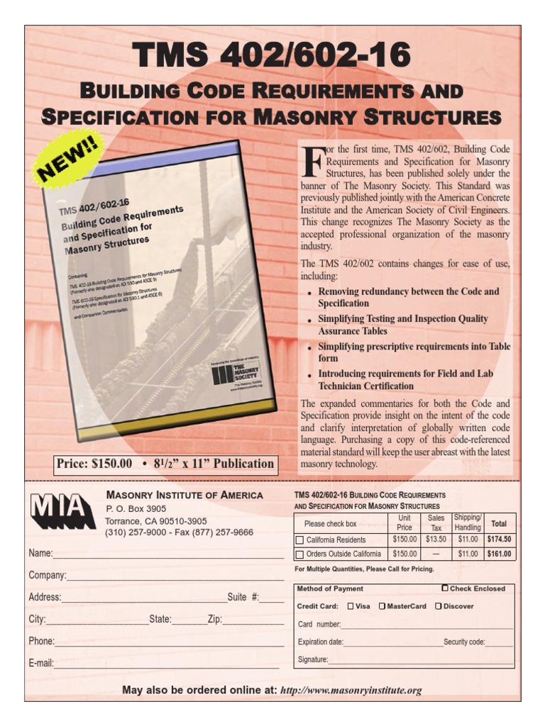 TMS 402/602-16 Masonry Code Overview | PDF | Specification (Technical ...