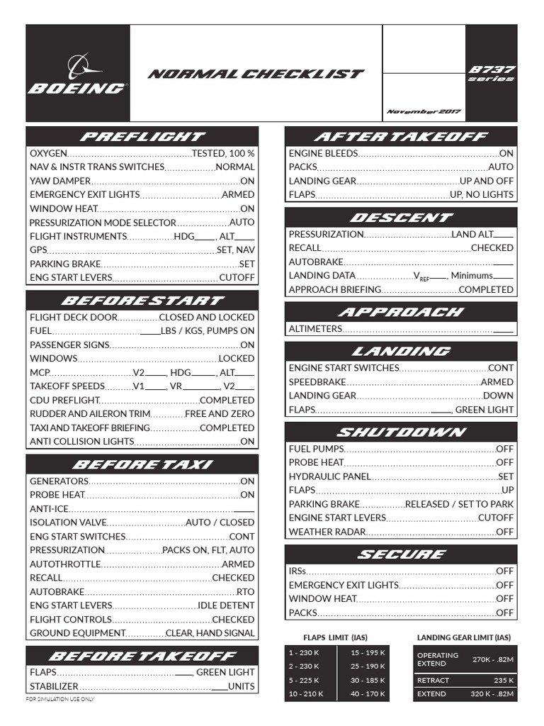 B737 Normal Checklist Overview | PDF | Landing Gear | Flap (Aeronautics)