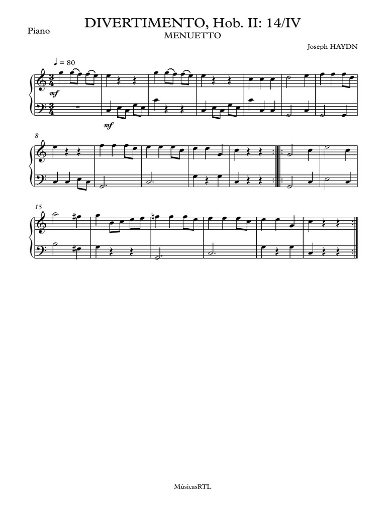Divertimento - Haydn - Piano | PDF