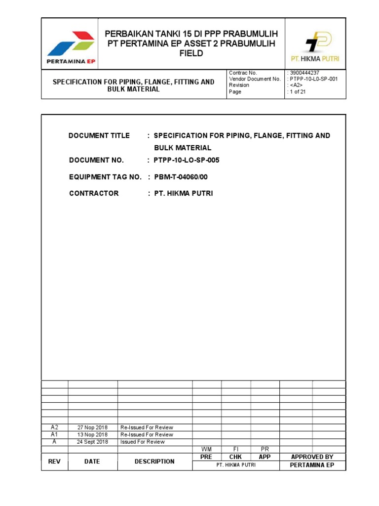 Piping and Flange Material Specification | PDF | Pipe (Fluid Conveyance ...