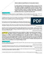 Correção e Comentários Sobre As Questões Da 2 Avaliação Online