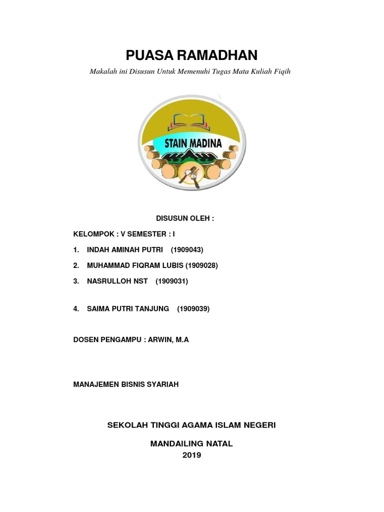Puasa Ramadhan Makalah Ini Disusun Untuk Memenuhi Tugas Mata Kuliah Fiqih