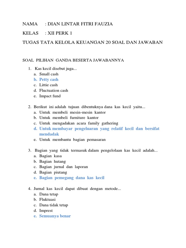 Tujuan Pembentukan Dana Kas Kecil Adalah