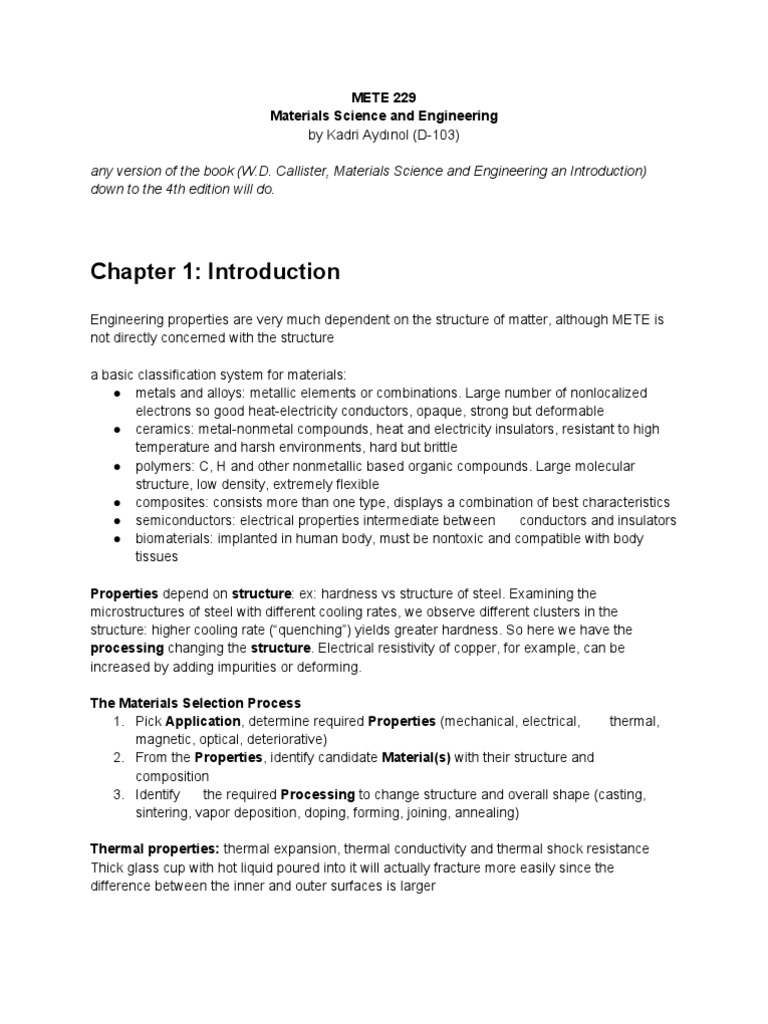 Materials Science and Engineering Notes 091110 | PDF | Deformation ...