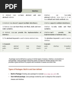 Abstract Class Interface: Types of Packages: Built-In and User Defined