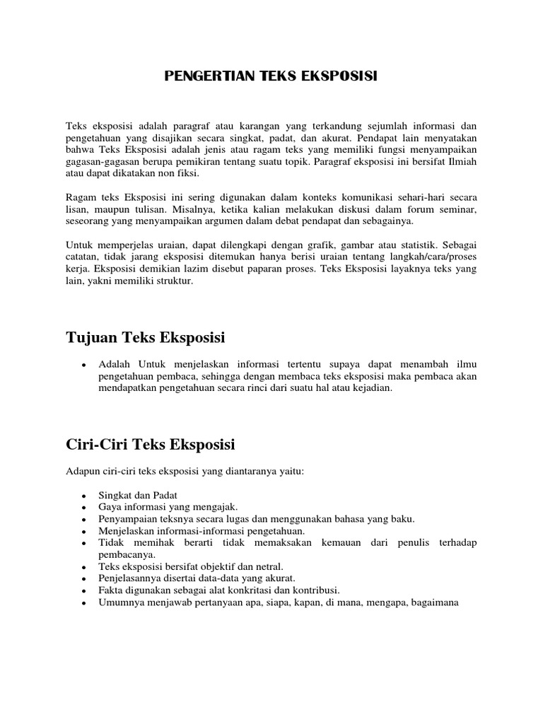 Pengertian Teks Eksposisi Pdf