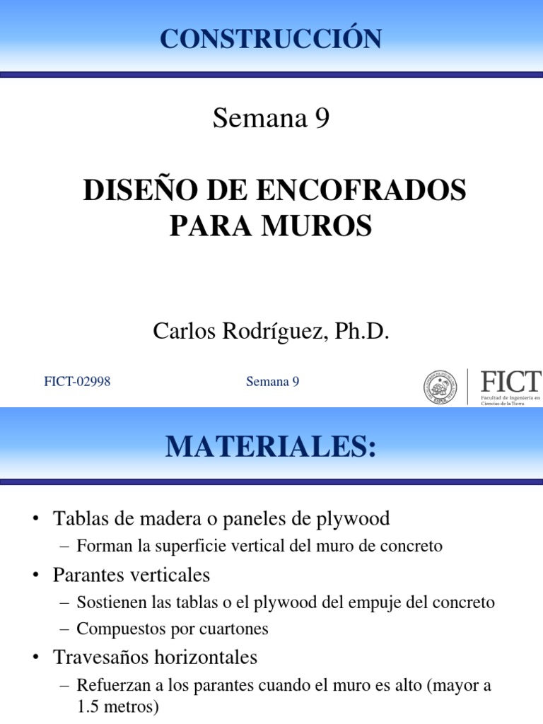 Semana 9 - Encofrados para Muros | PDF | Hormigón | Naturaleza