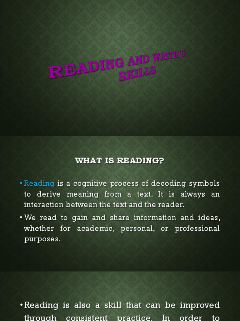 Reading and Writing Skills Lesson 1 PDF Speed Reading Reading
