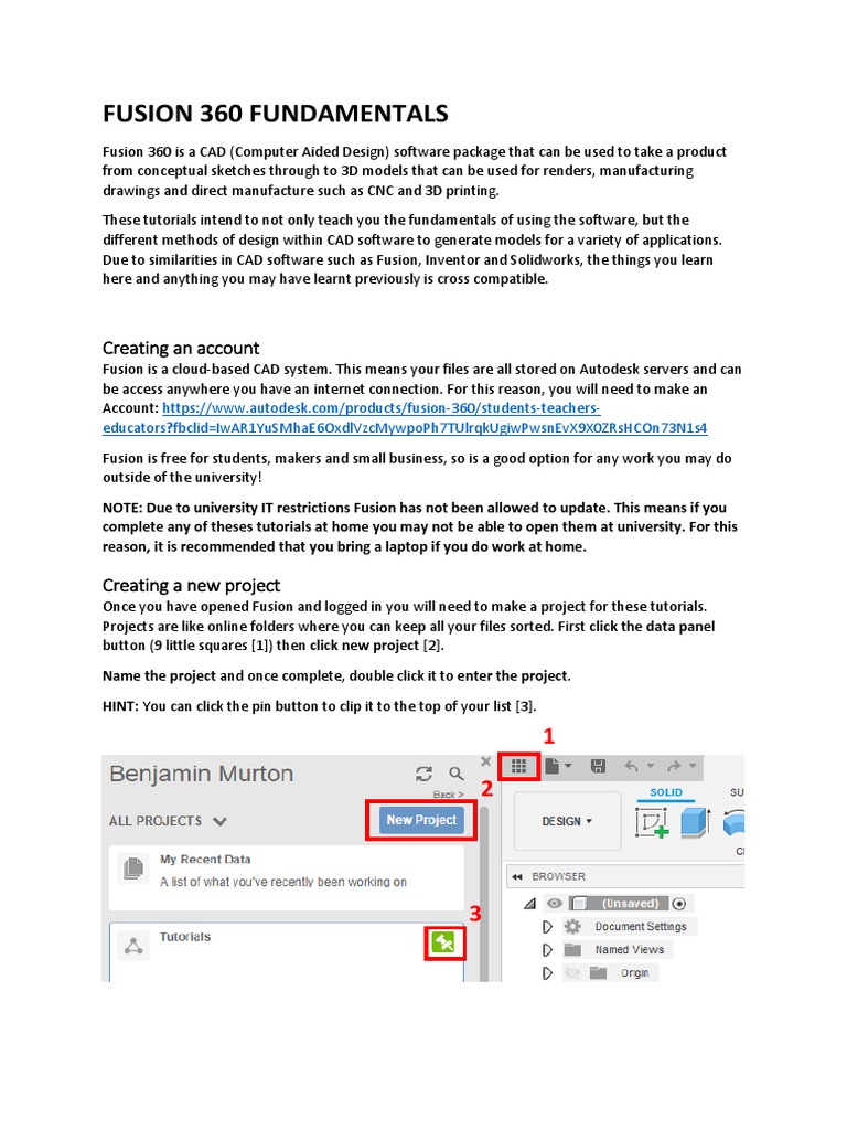 Fusion 360 Fundamentals | PDF | Autodesk | 3 D Computer Graphics