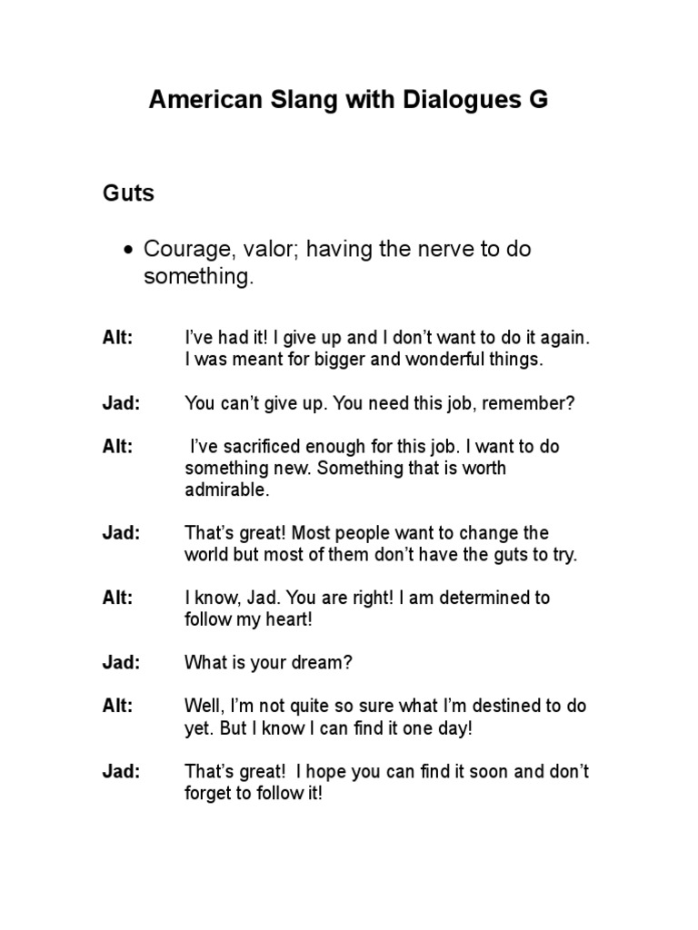 American Slang With Dialogues G | PDF | Home & Garden | Self-Improvement