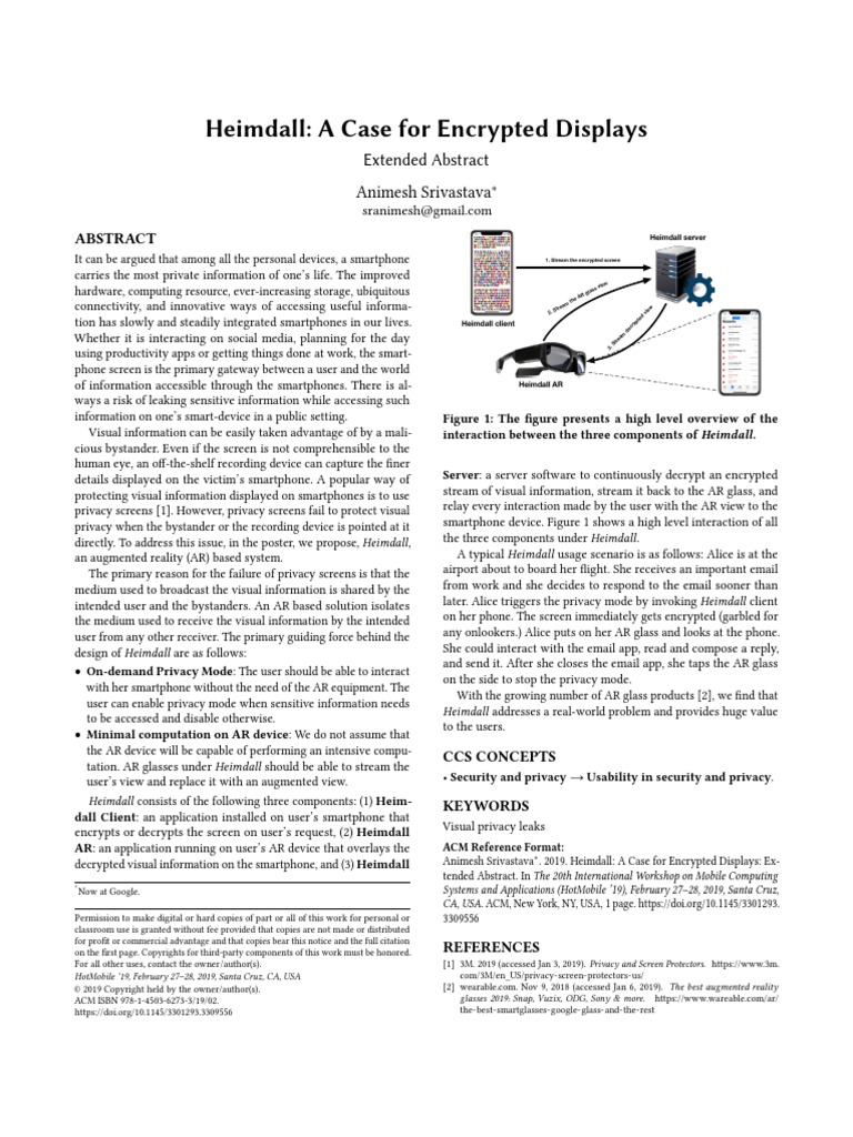 Heimdall: A Case For Encrypted Displays: Extended Abstract Animesh ...