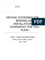 Method Statement For Bending and Installation of Downspout For Toll Plaza
