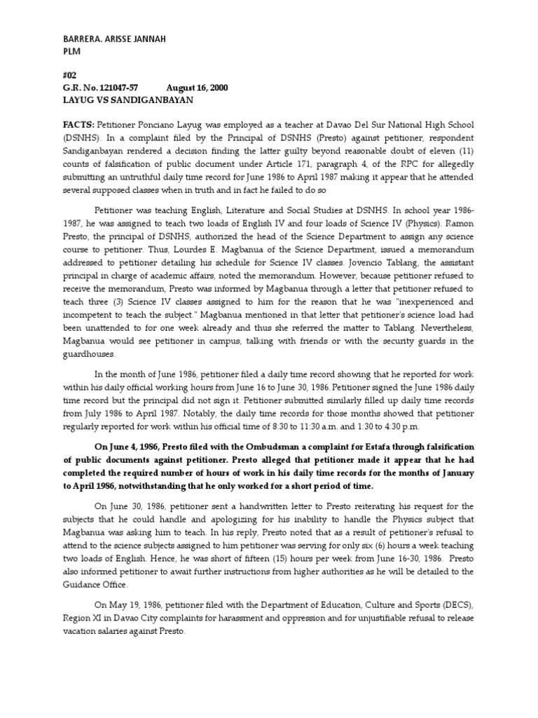 Acquittal of Ponciano Layug in Falsification Case | PDF | Criminal Law ...