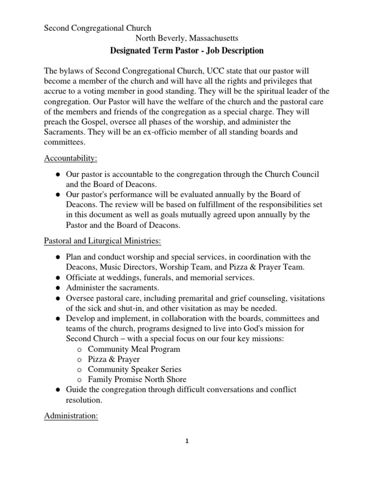 Designated Term Pastor Job Description | PDF | Deacon | Catholic Church