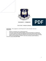 Assessment 1 - Assignment: Unit: STA101 - Statistics For Business