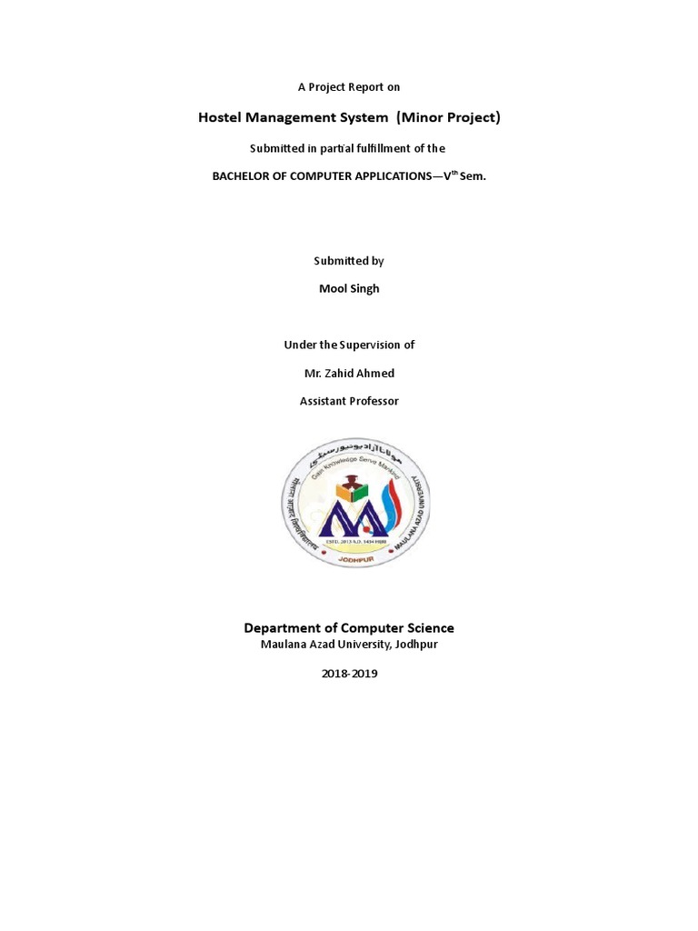 Hostel Management System Project Report | PDF | Visual Basic .Net ...