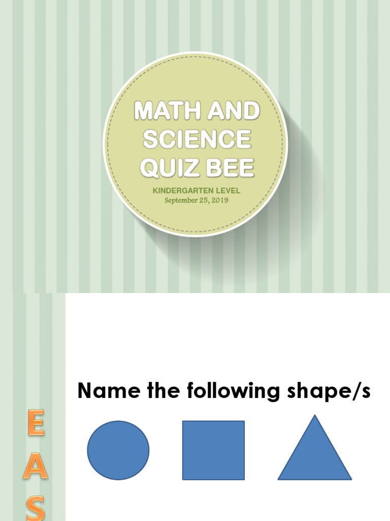 Kindergarten Math and Science Quiz | PDF | Wellness