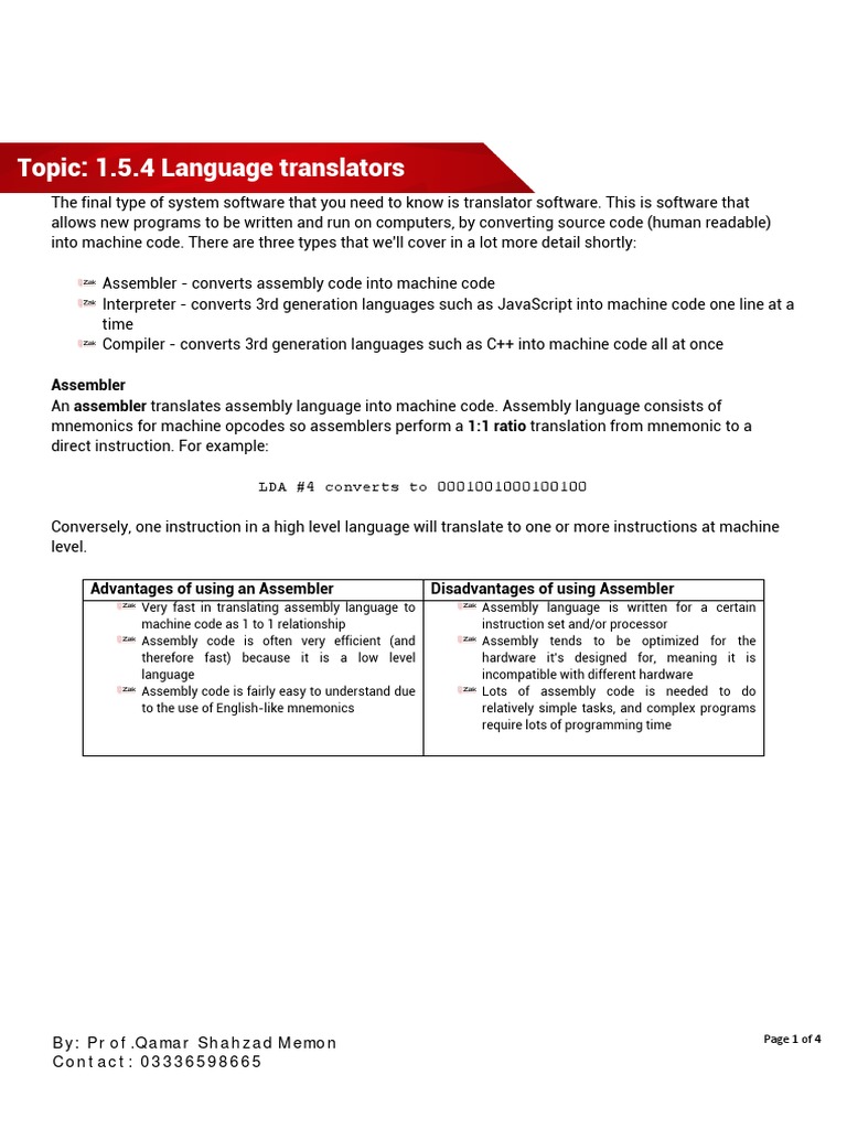 Overview of Language Translators | PDF | Assembly Language | Computer ...