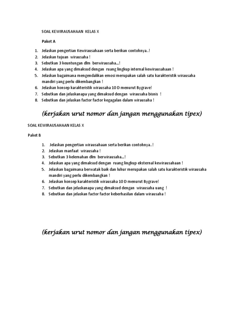 Soal Kwu Mid 2017 2018