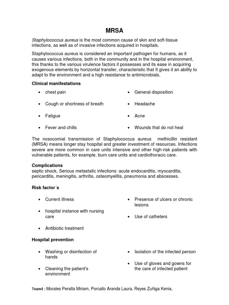 MRSA: Prevention and Treatment Guide | PDF | Methicillin Resistant ...