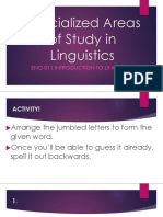Specialized Areas of Study in Linguistics