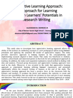 Appreciative Learning Approach: An Approach For Learning Based On Learners' Potentials in Research Writing