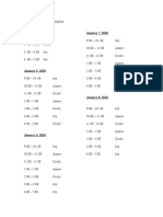 Schedule of Trainings