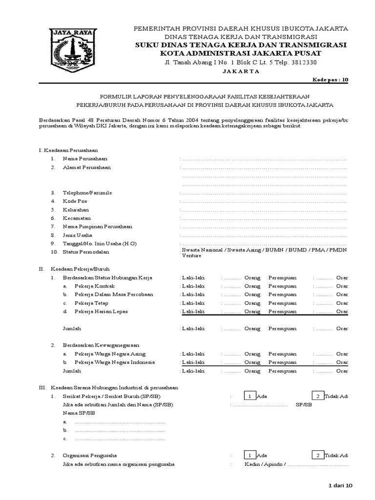 Form Perda (WLP) Kosong (New) | PDF