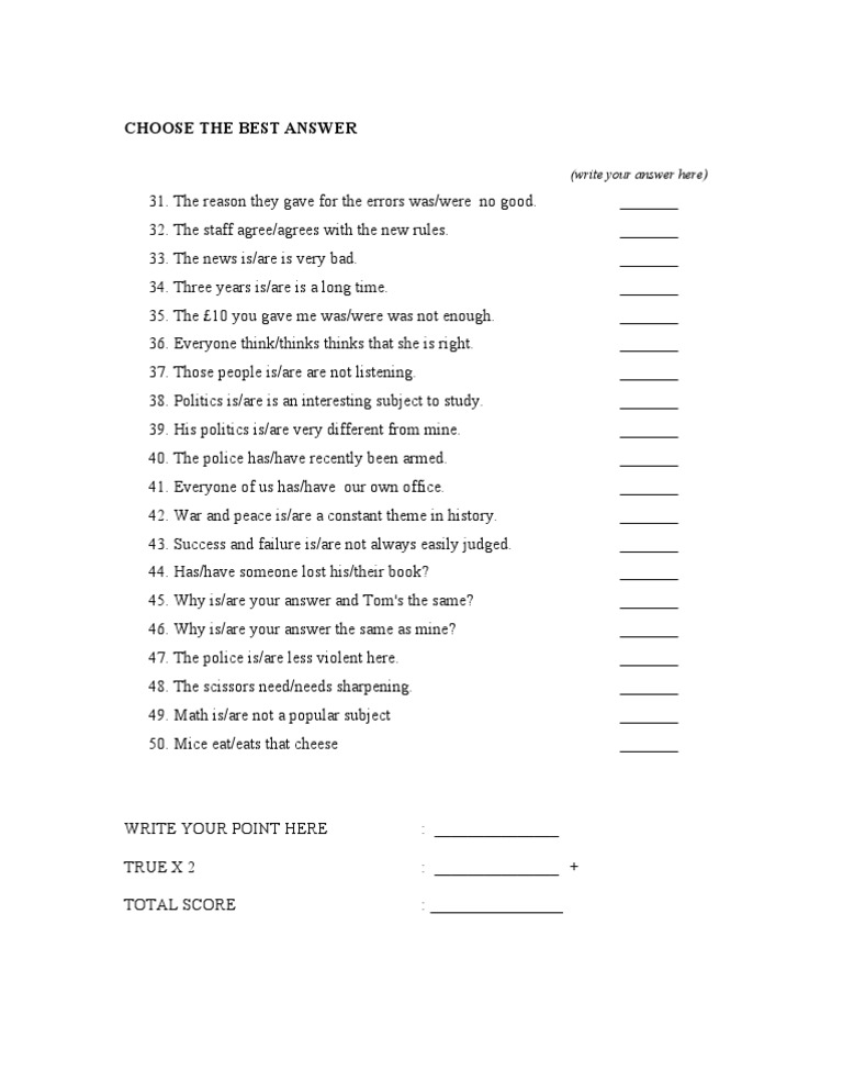Choose The Best Answer (write your answer here)