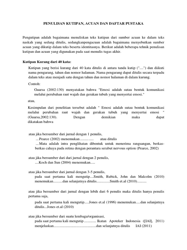 Panduan Penulisan Kutipan Jurnal | PDF | Ilmu Sosial | Sains & Matematika