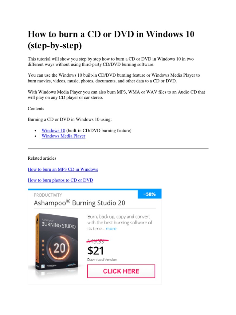 how to burn cd rw windows 10