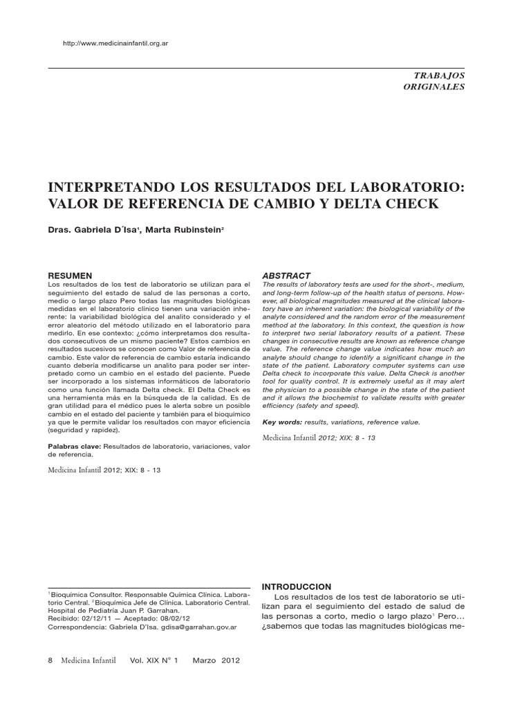 Valor de Cambio y Delta Check en Laboratorio | PDF | Laboratorios ...