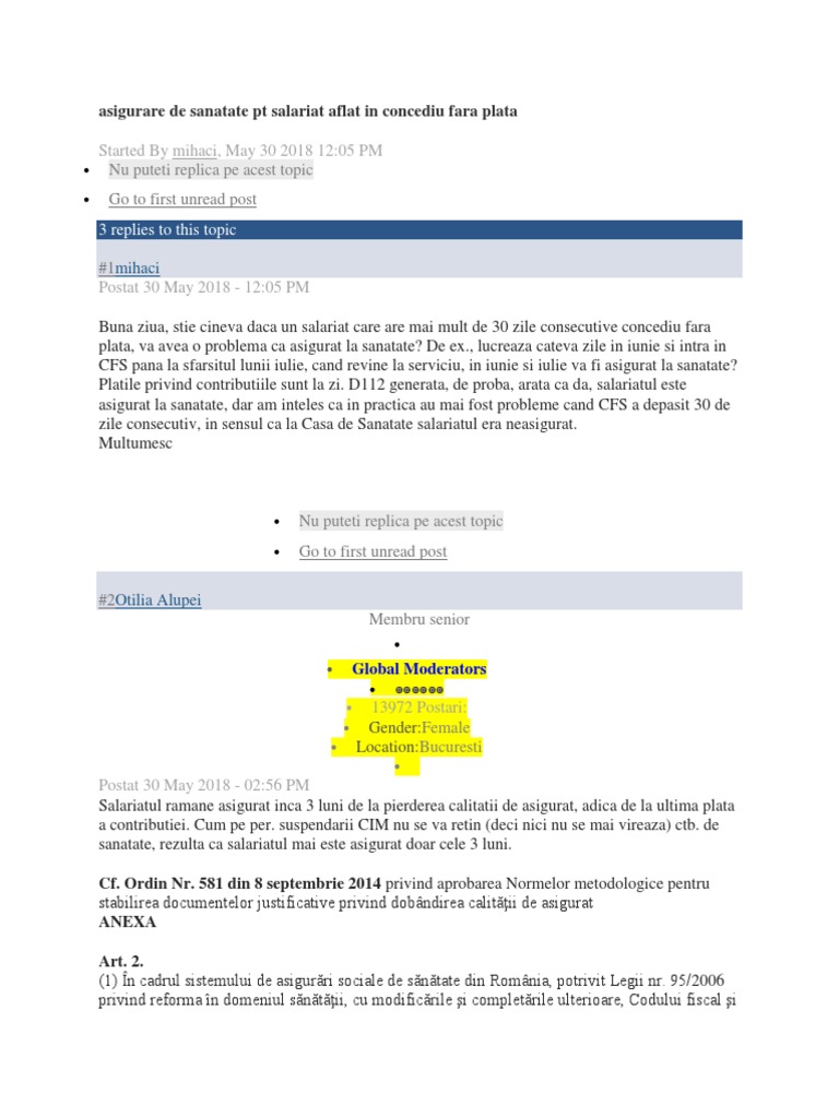 Asigurare De Sanatate Pt Salariat Aflat In Concediu Fara Plata