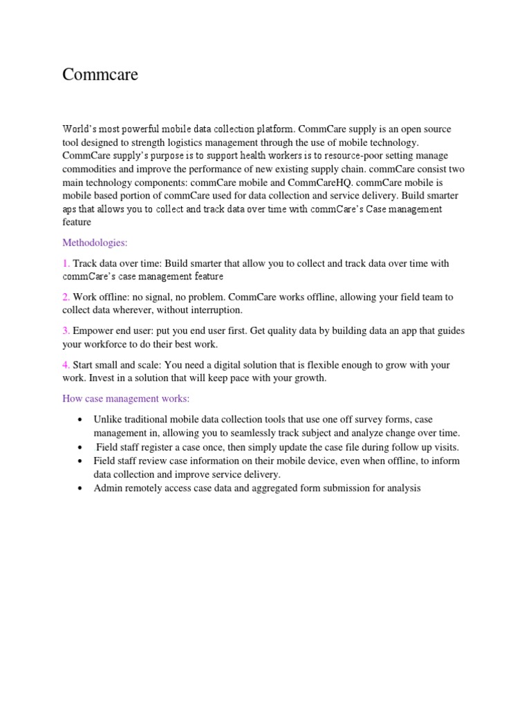 CommCare: Mobile Data Collection Tool | PDF | Computers