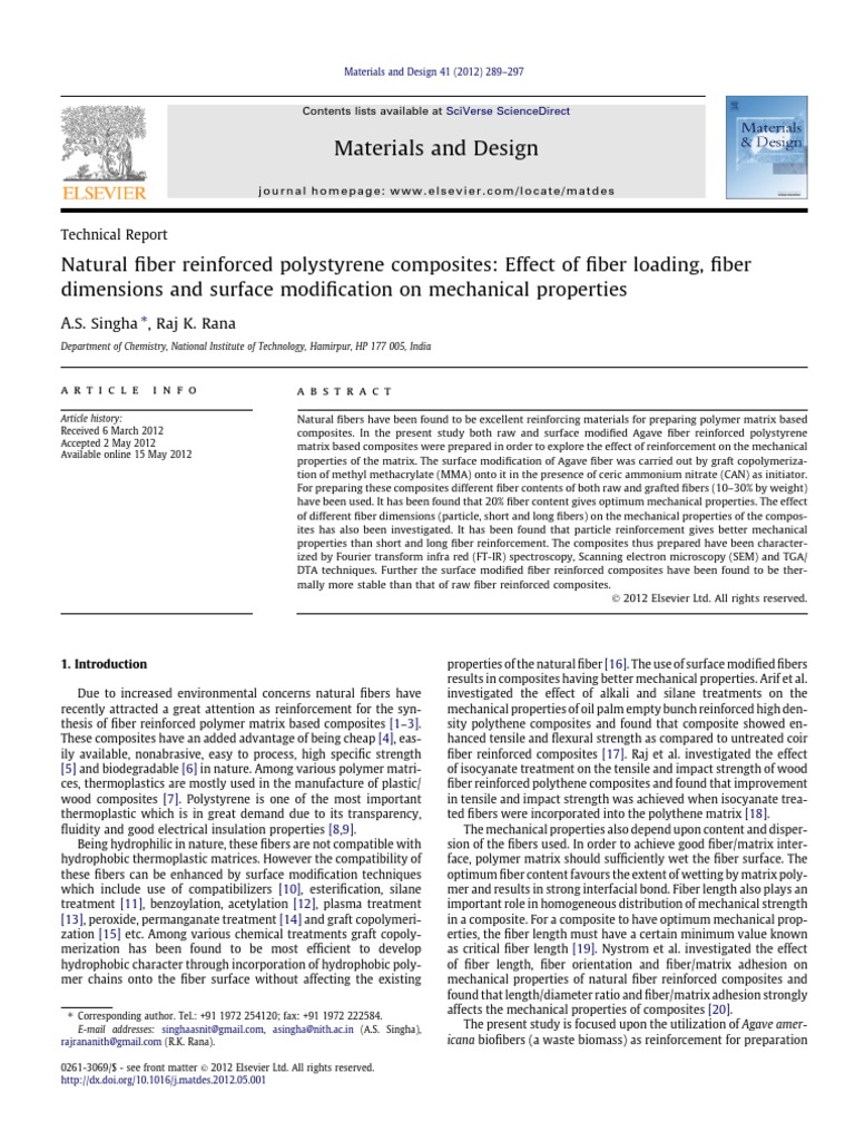 Natural Fiber Reinforced Polystyrene Composites - Effect of Fiber ...