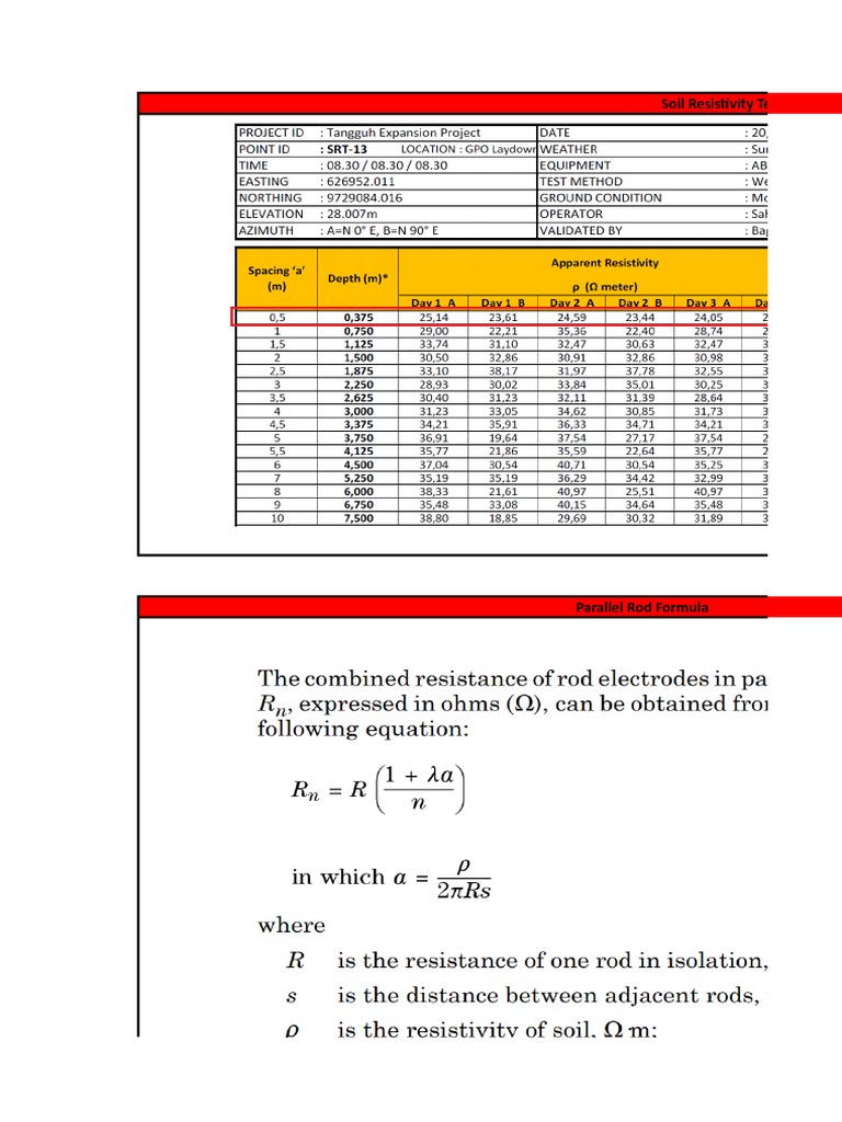 Example Earth Resistance Calculation PDF Electrical Resistivity And
