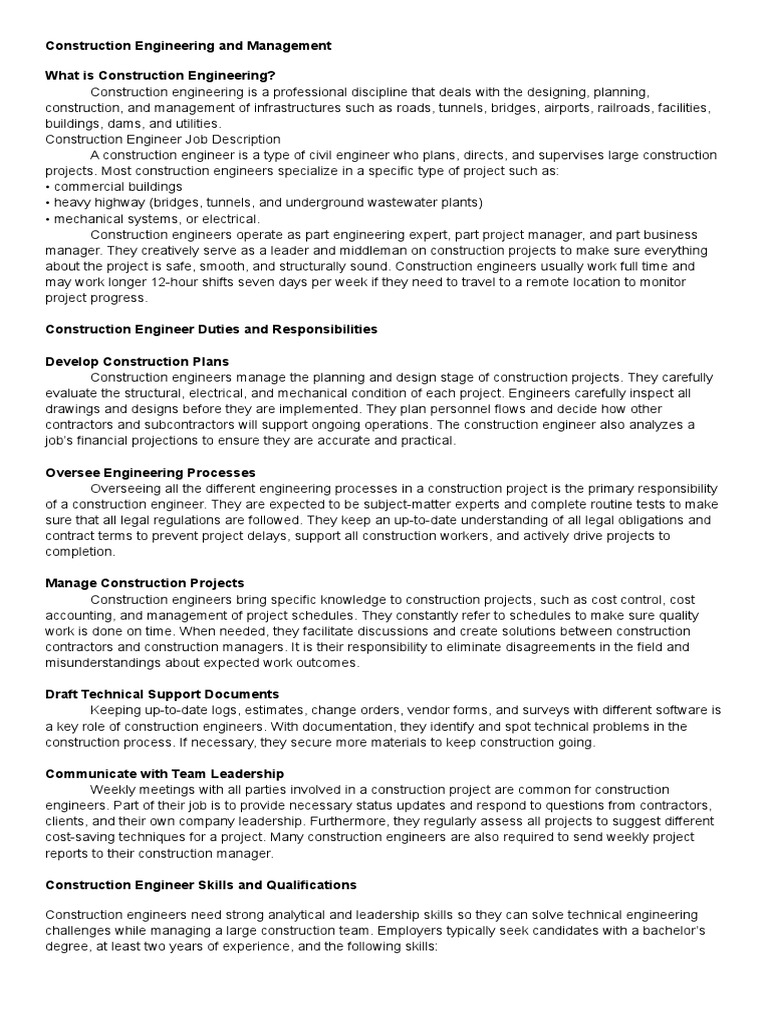 Construction Engineering and Management | PDF | Construction Management ...