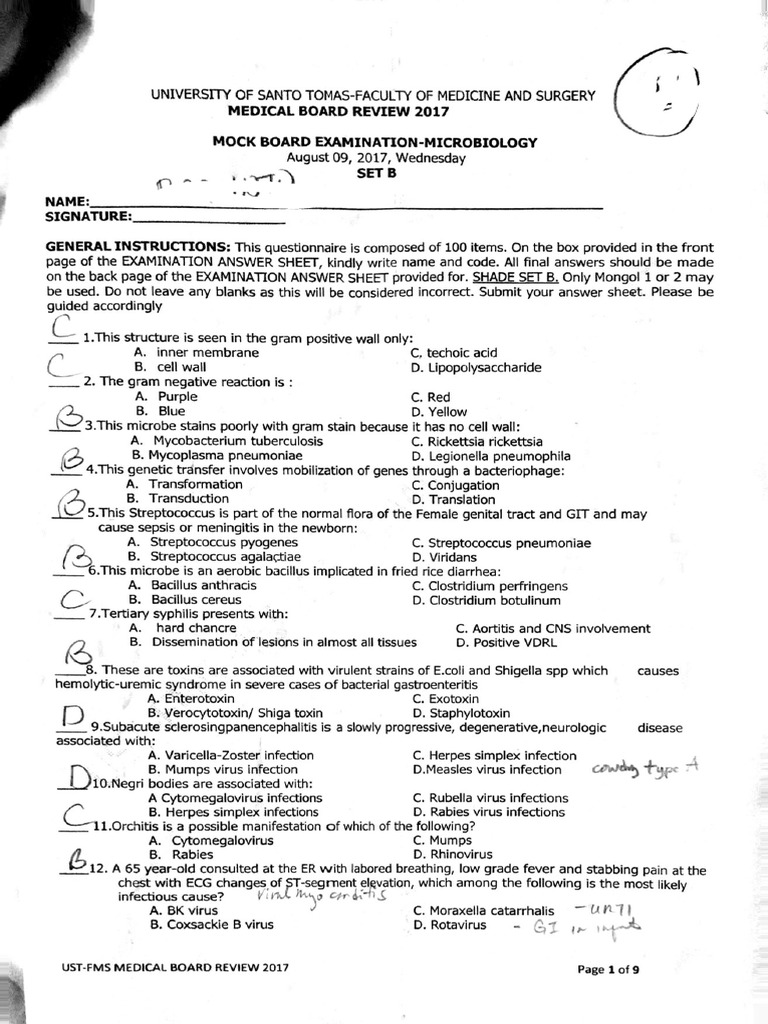 Ust Mock Boards 2017 - Micropara-1 | PDF | Virus | Infection